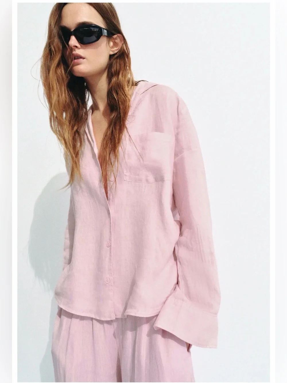 ZW Collection Zara Linen Barrel Pant in Light Mauve Pink